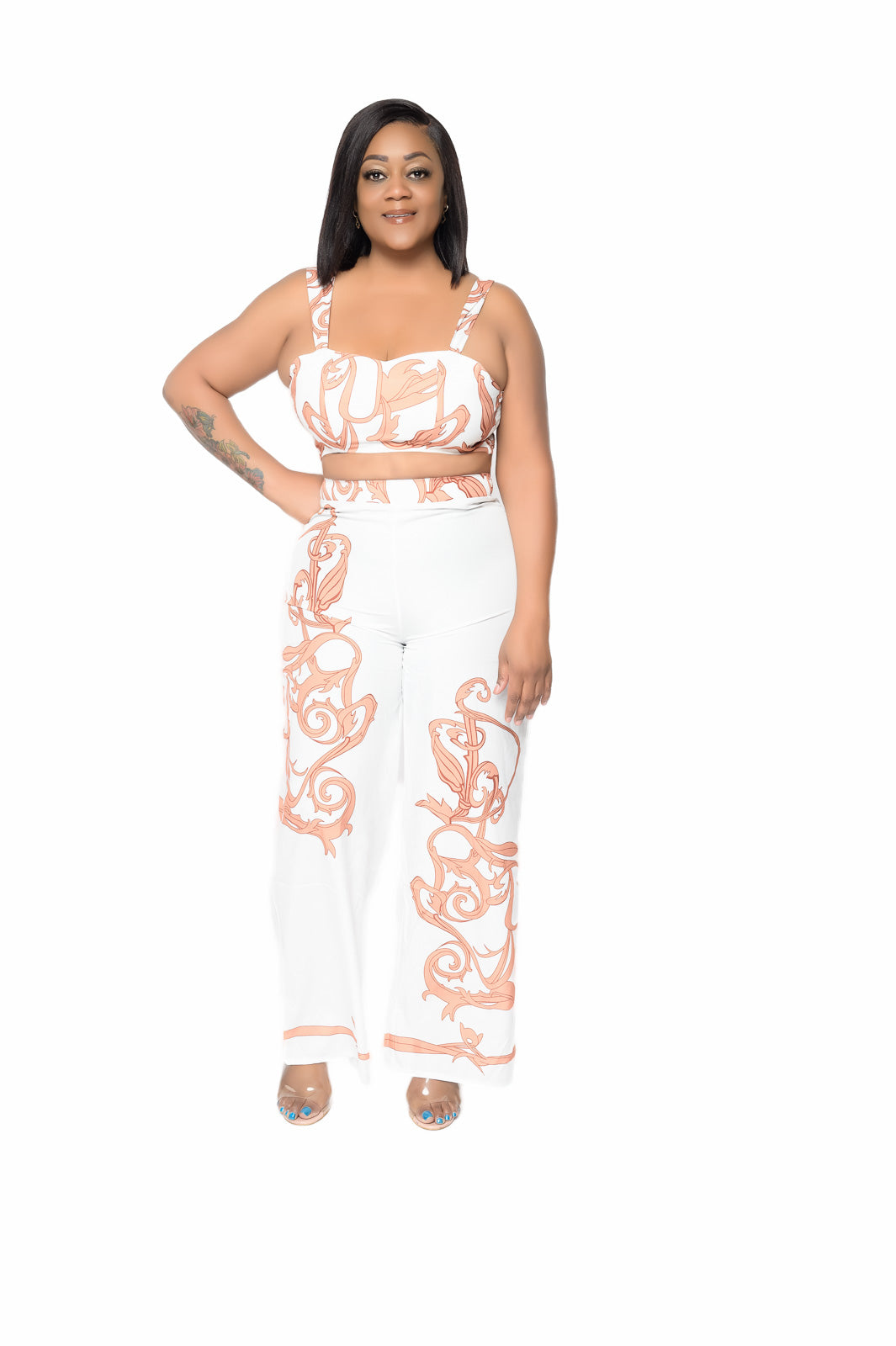 White Abstract Two Piece Set